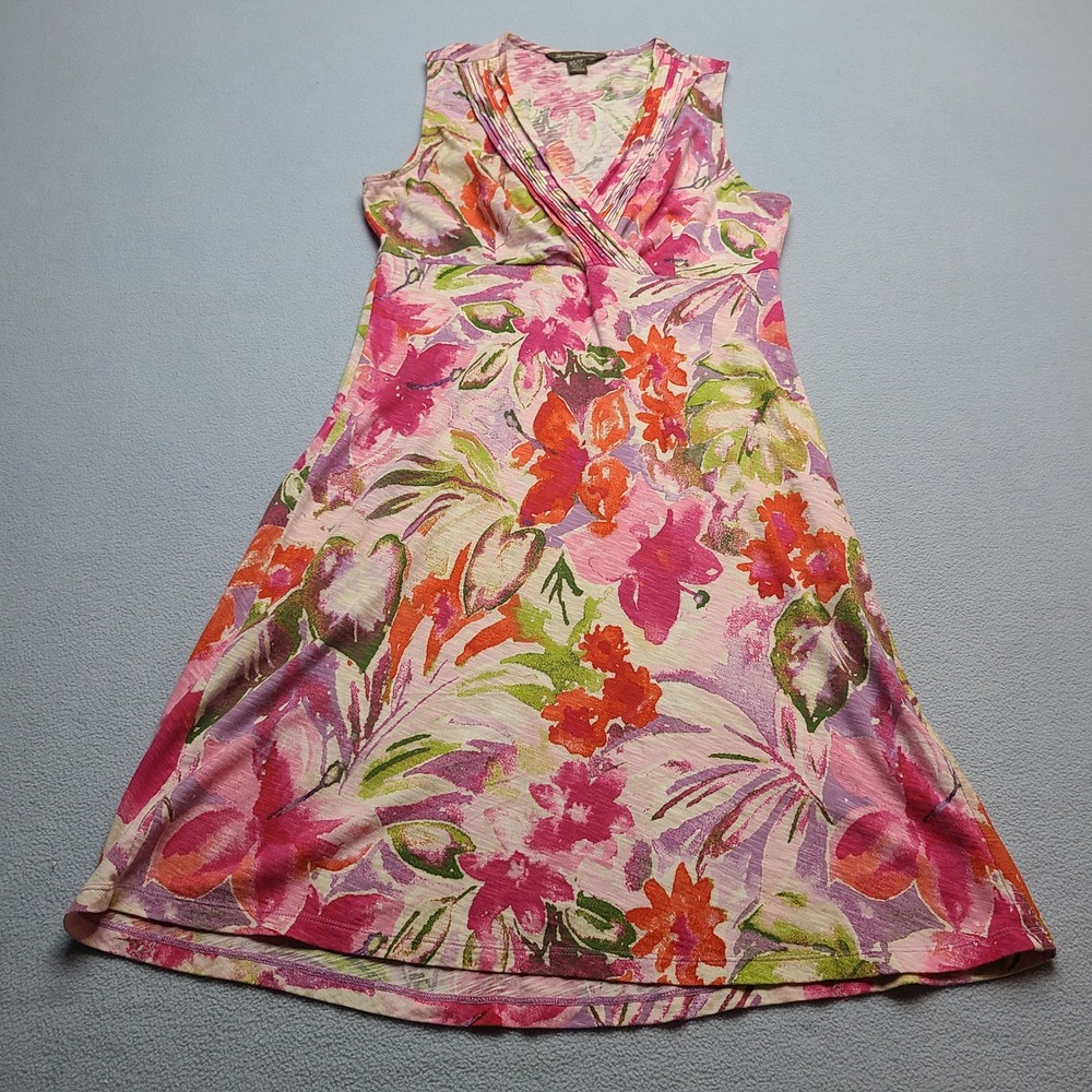Tommy Bahama Floral Dress Womens XS Pink Excellent Sleeveless Cotton V-Neck